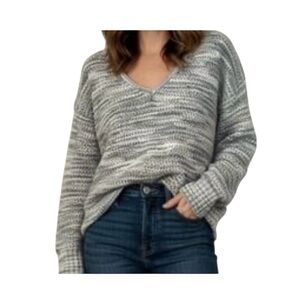 Madewell Southbrook Open Stitch Pullover In Space-Dye V-neck Sweater Size M